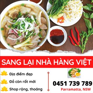 Nhà hàng Việt địa điểm đẹp, thoáng vùng Parramatta cần sang lại