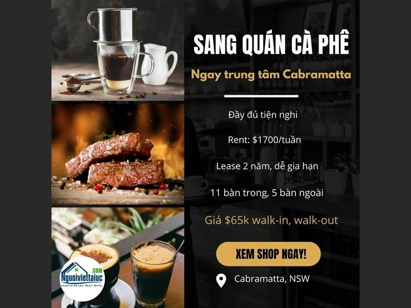 Cần sang gấp quán cà phê 2 mặt tiền ngay trung tâm Cabramatta