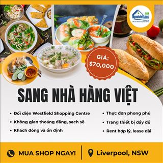 Sang gấp nhà hàng Việt vị trí đẹp tại Liverpool - giá chỉ $70,000